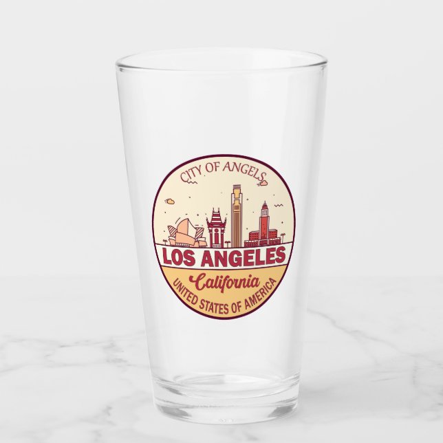 Copo De Pint Los Angeles California City Skyline Emblem (Frente)