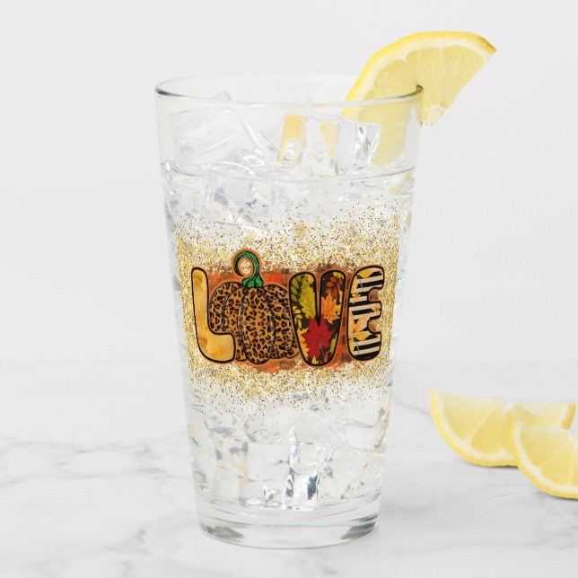 Copo De Pint Love Pumpkin Autumn Personalizar (Gelo traseiro)