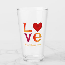 Copo De Pint LOVE Square Letting Ombro Vermelho e Amarelo