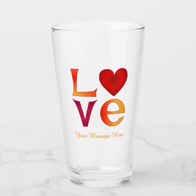 Copo De Pint LOVE Square Letting Ombro Vermelho e Amarelo (Frente)