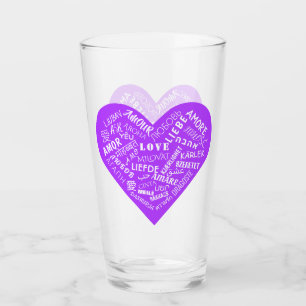 Copo De Pint Love Text Heart Glass