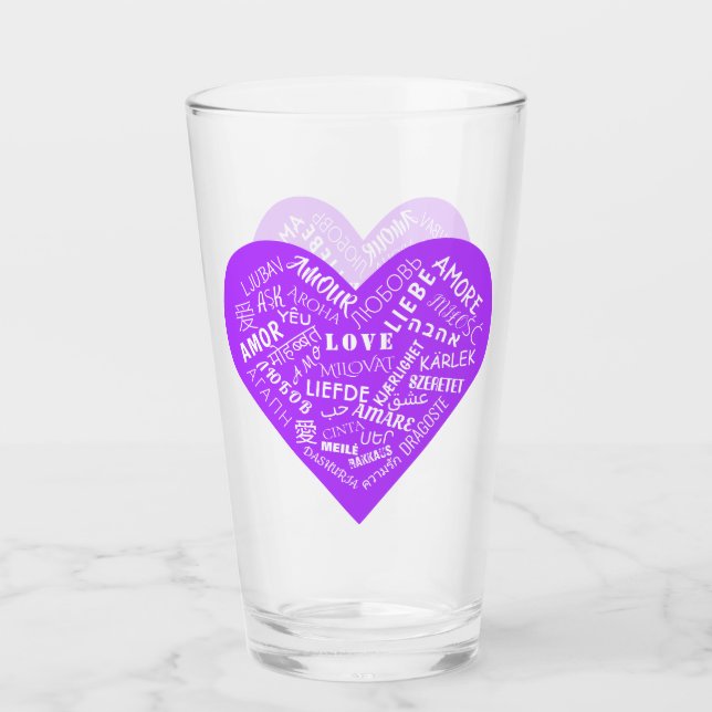 Copo De Pint Love Text Heart Glass (Frente)
