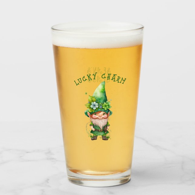 Copo De Pint Lucky Charm Leprechaun Gnomo - Personalizado (Frente (Preenchido))