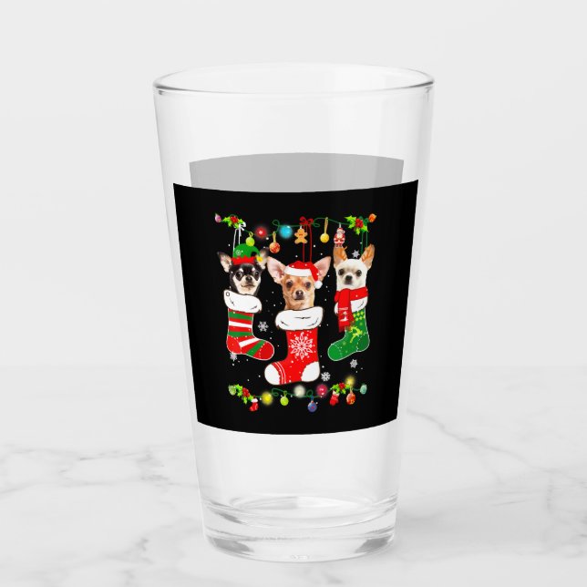 Copo De Pint Luzes de Natal Chihuahua (Frente)