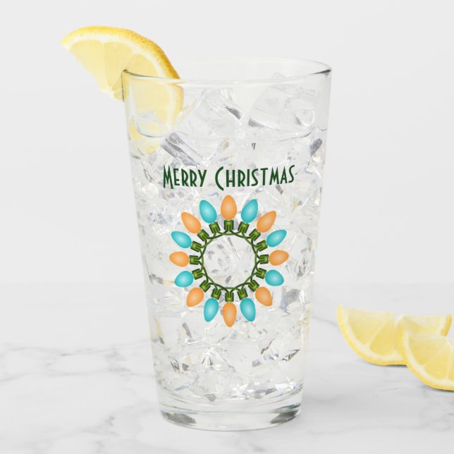 Copo De Pint Luzes de Natal Circulam em Laranja e Azul (Gelo frontal)