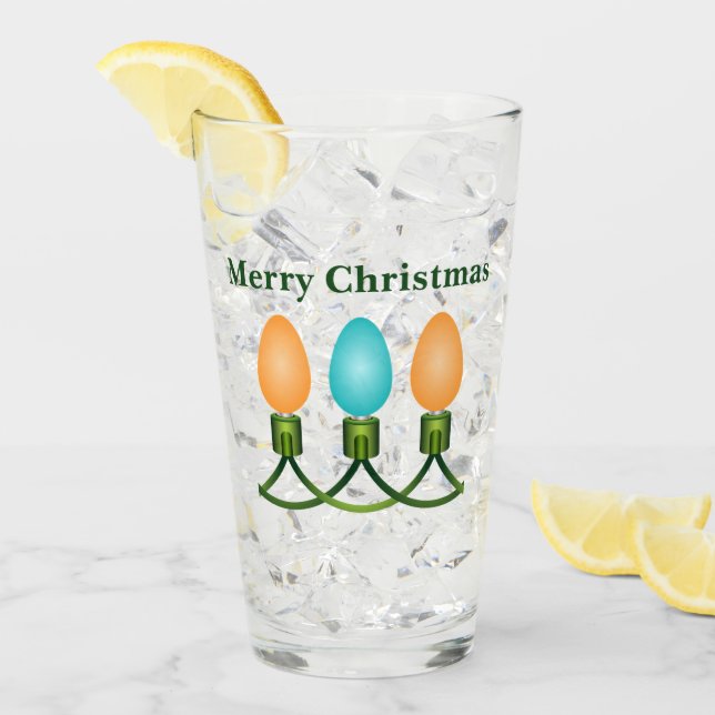 Copo De Pint Luzes de Natal Trio Laranja e Azul (Gelo frontal)