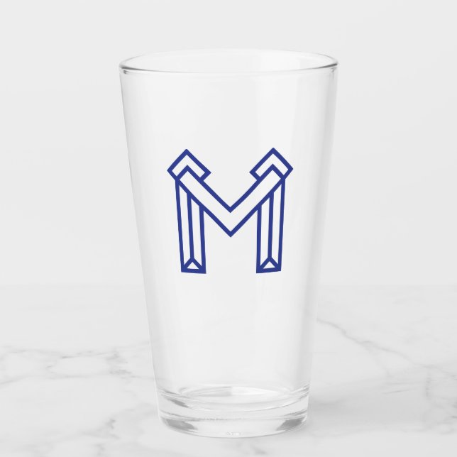 Copo De Pint M Geométrico Abstrato Azul  (Frente)