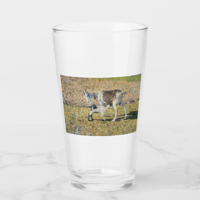 Copo De Pint Madre Goat com seu Jovem Criança (por Segantini) (Frente)