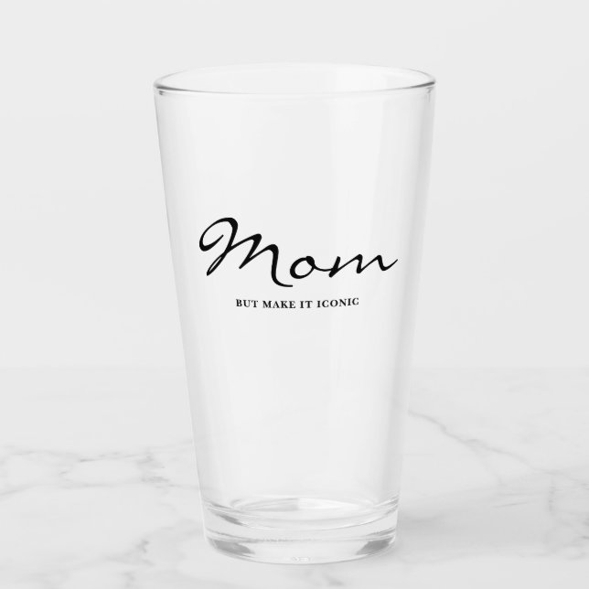 Copo De Pint Mãe Divertida Engraçada Legal Ícone Vidro Claro (Frente)