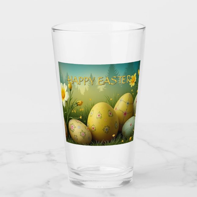 Copo De Pint Magia da Primavera com Ovos de Páscoa em um Mar de (Frente)