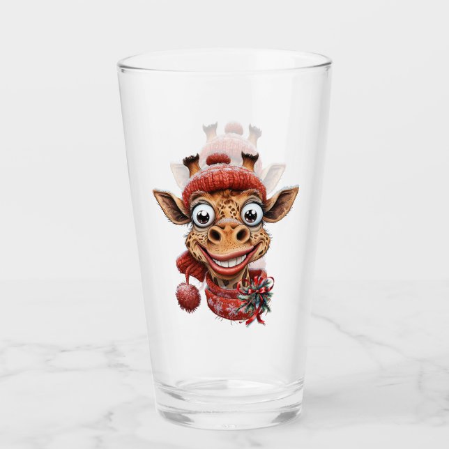 Copo De Pint Magia de inverno com uma girafa de desenho animado (Frente)