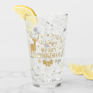 Copo De Pint Mal Natal Personalizado, Faux Dourado