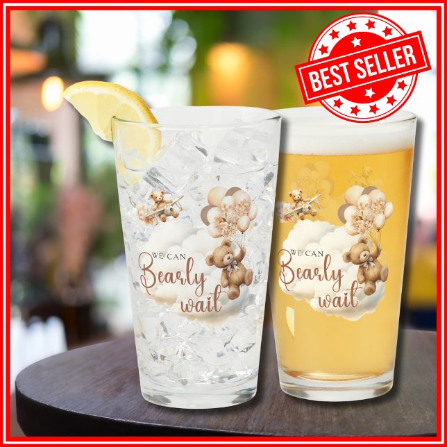 Copo De Pint Mal Podemos Esperar Chuvinha Marrom Baby Shower (Criador carregado)