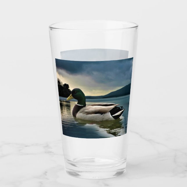 Copo De Pint Mallard Duck No Lago (Frente)