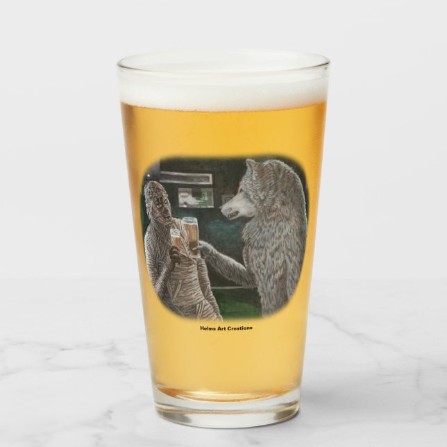 Copo De Pint Mamãe e Bebendo Werewolf Fantasy Bebendo Glass (Frente (Preenchido))