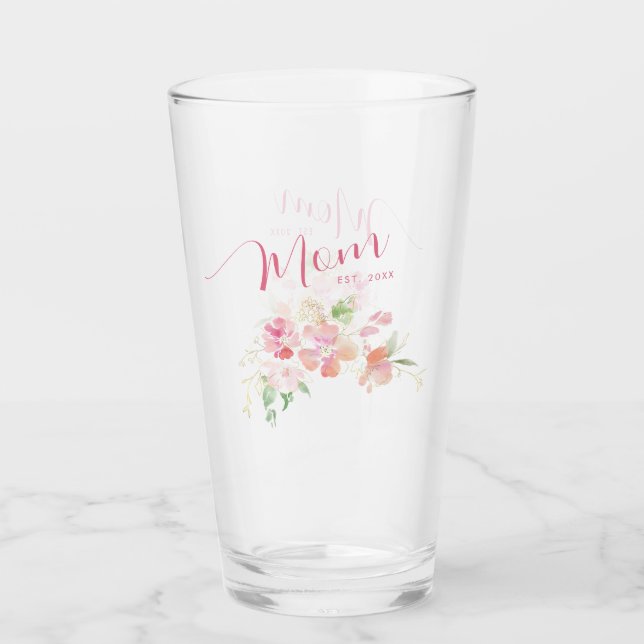 Copo De Pint Mamãe Estabeleceu Água Floral Rosa Esbranquiçada (Frente)