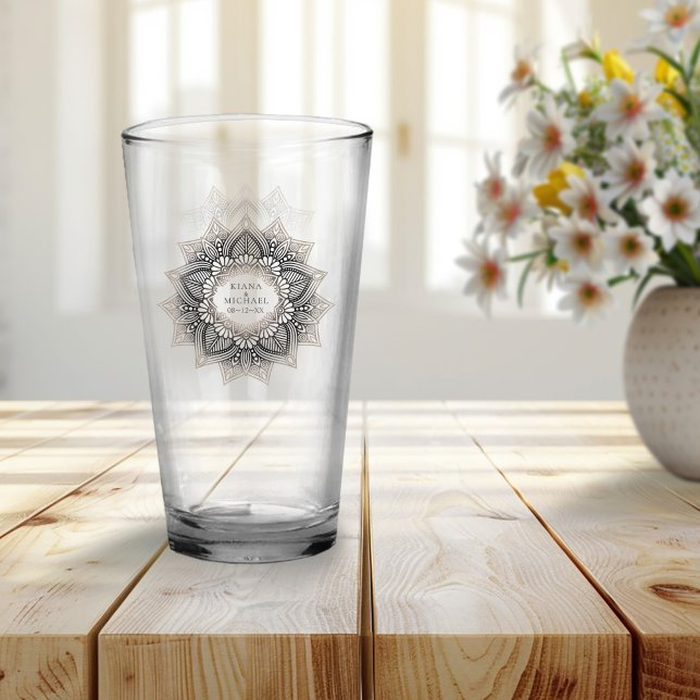 Copo De Pint Mandala Lace Wedding Neutrals ID478 (Criador carregado)
