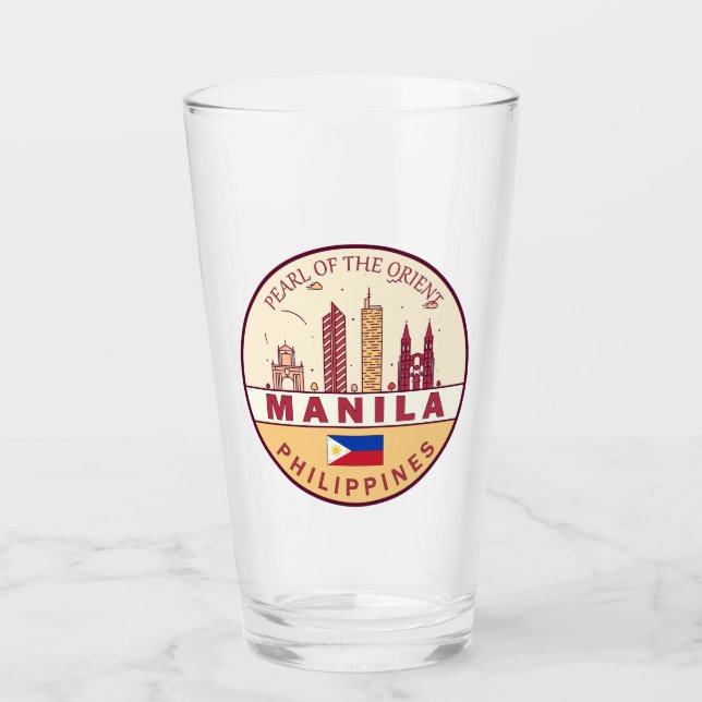 Copo De Pint Manila Filipinas City Skyline Emblem (Frente)