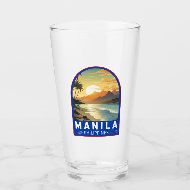 Copo De Pint Manila Filipinas Viagem Art Vintage (Frente)