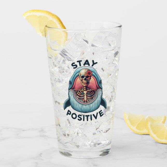 Copo De Pint Mantenha-se positivo - Esqueleto e baleia (Gelo frontal)