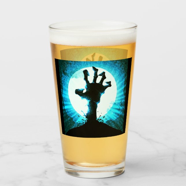 Copo De Pint Mão Zombie no Luar (Frente (Preenchido))