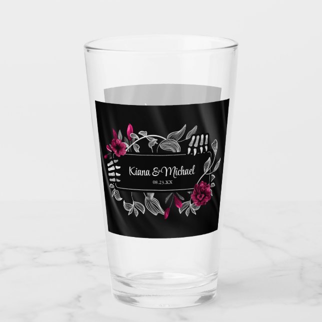 Copo De Pint Mãos Esqueléticas Hallowedoras Góticas Burgundy ID (Frente)