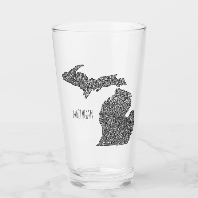 Copo De Pint Mapa de Michigan (Frente)