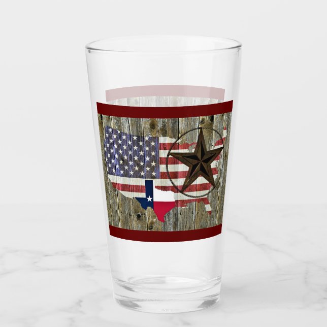 Copo De Pint Mapa de Sinalizador do Estado do Texas Lone Star (Frente)