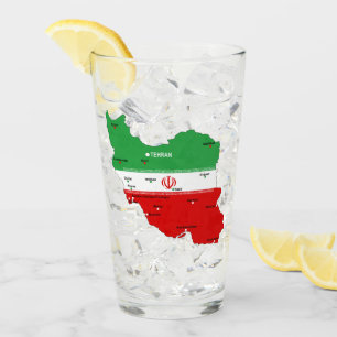 Copo De Pint Mapa do Irã com Bandeira e Emblema