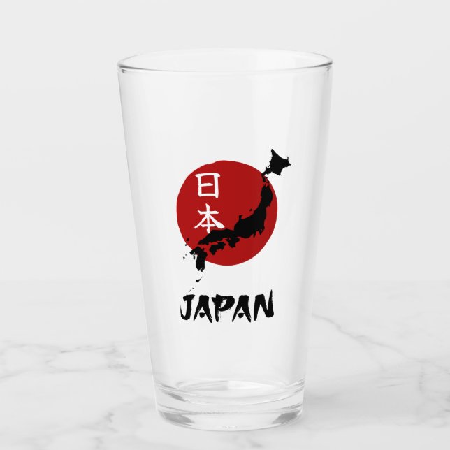 Copo De Pint Mapa do Japão com decoração de sol vermelha (Frente)