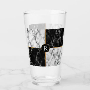 Copo De Pint Marble de verificação preto e branco de tendênc