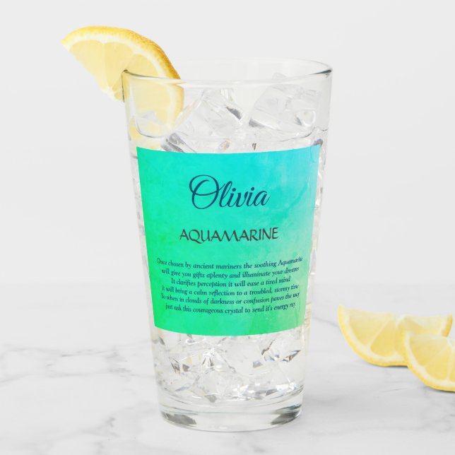 Copo De Pint Março Birthstone Aquamarine design (Gelo frontal)