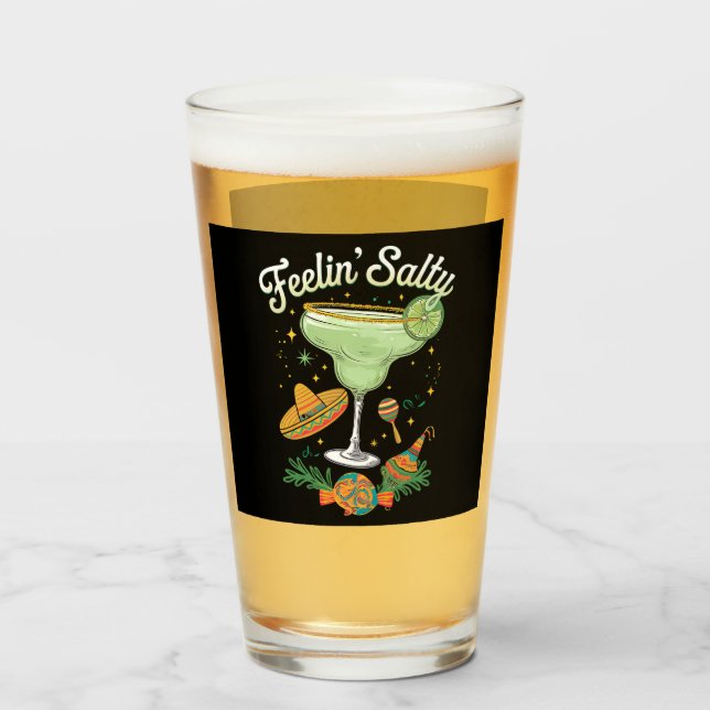 Copo De Pint Margarita Salgada Divertida Cinco De Mayo (Frente (Preenchido))