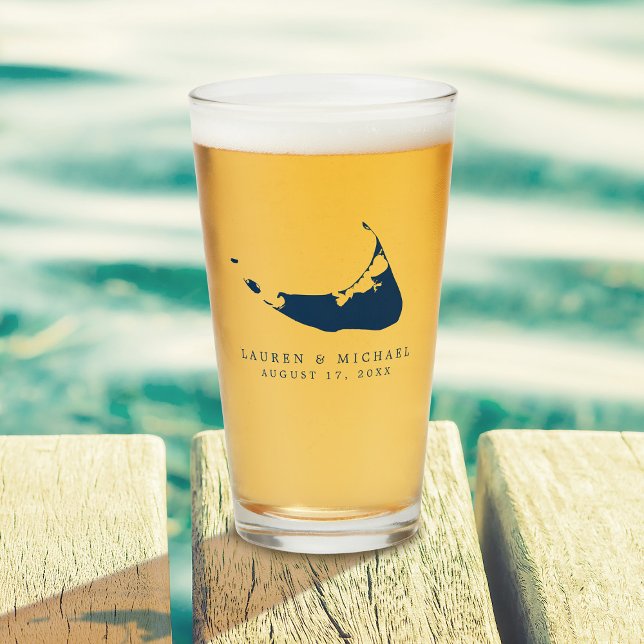 Copo De Pint Marinho Blue Nantucket Island ACK Weding Favor (Criador carregado)