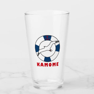 Copo De Pint Marinho do anel de Natação e gaivota azul