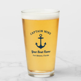 Copo De Pint Marinho Náutico Azul Nome Personalizado do Capitão