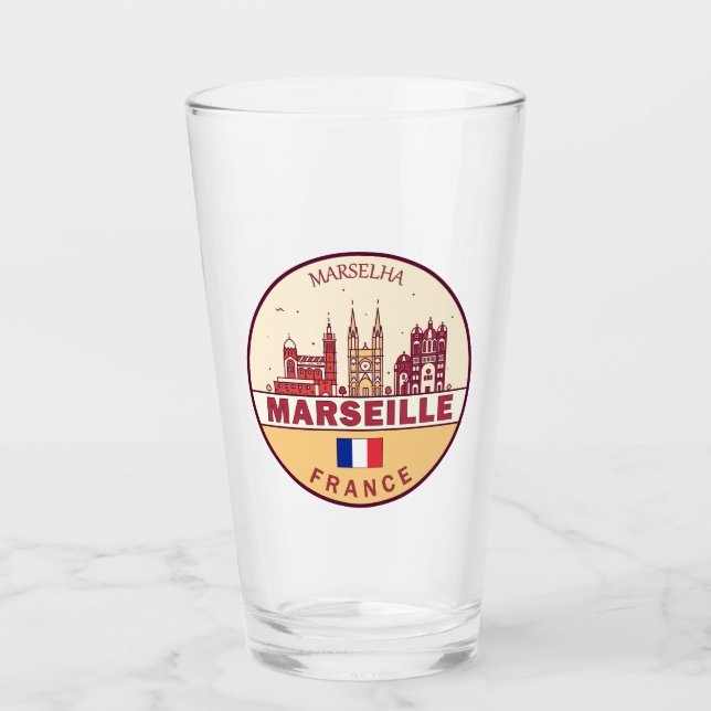 Copo De Pint Marselha França City Skyline Emblem (Frente)