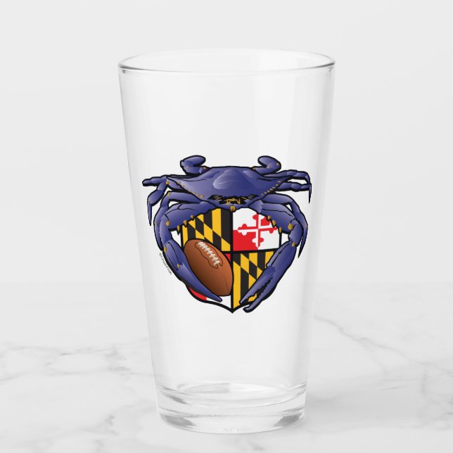 Copo De Pint Maryland Crab Football Crest Glass (Frente)