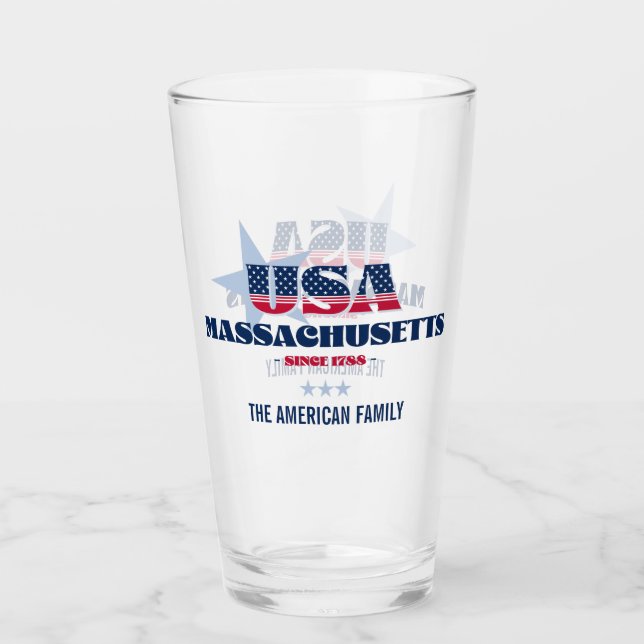 Copo De Pint Massachusetts Patriotic Pride Personalizado (Frente)