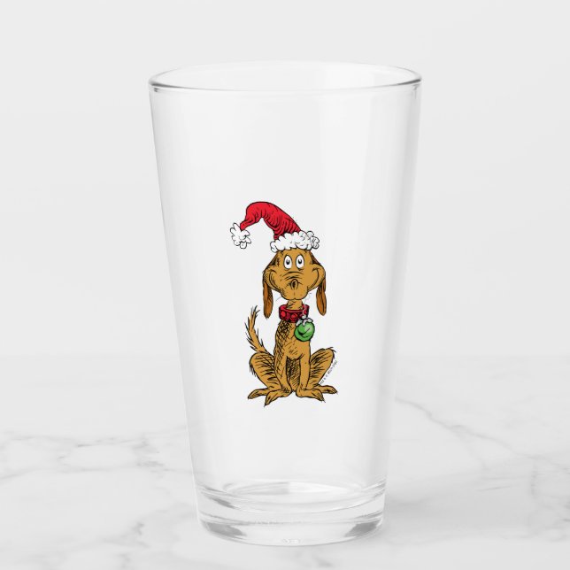 Copo De Pint Max o Cão com Chapéu de Papai Noel (Frente)