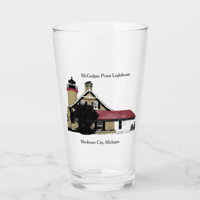 Copo De Pint McGulpin Point Lighthouse de 4 cores (Frente)