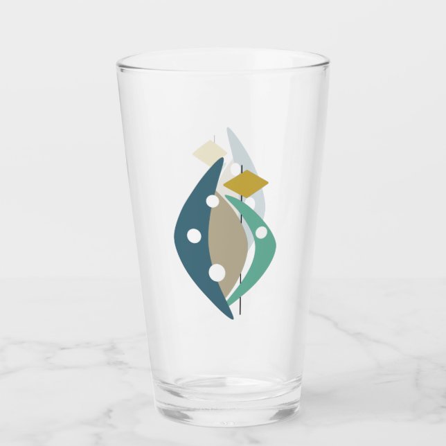 Copo De Pint Meio século Azul de Bumerangue Atômica Moderno (Frente)