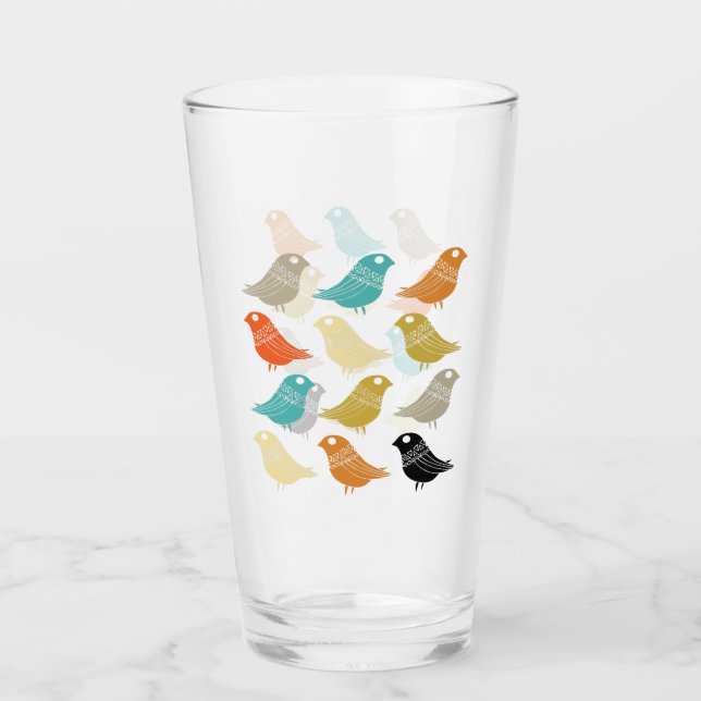 Copo De Pint Meio século Funky Abstrato Birds Modern (Frente)