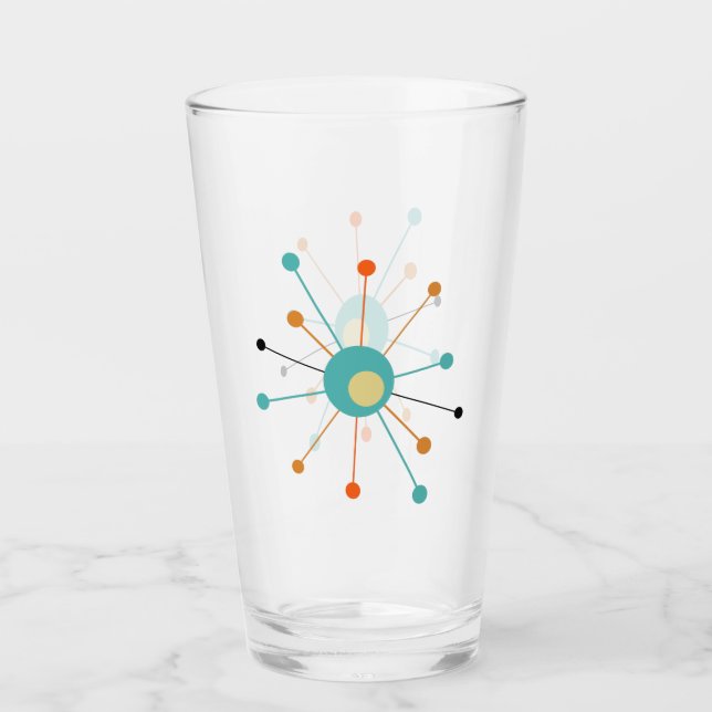 Copo De Pint Meio século Laranja Turquoise de Impasse Atômica (Frente)