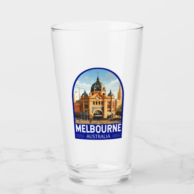 Copo De Pint Melbourne Austrália Viagem Art Vintage (Frente)