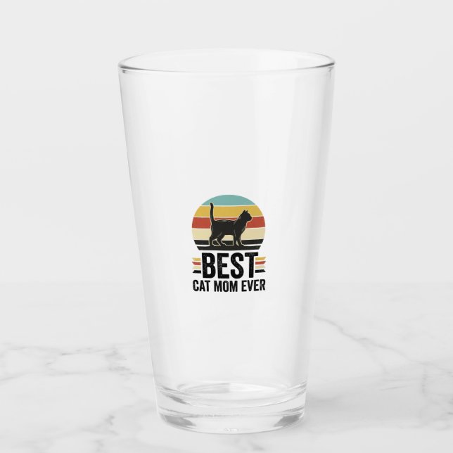 Copo De Pint Melhor Mãe de Gato de Todos os Tempos Design Retro (Frente)