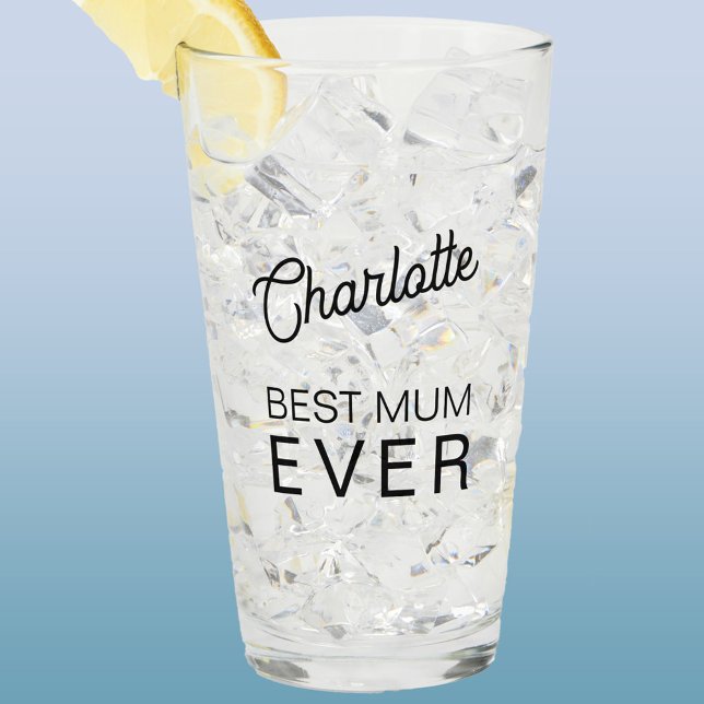 Copo De Pint Melhor Mãe de nome personalizado (Personalized Best Mum Ever glass tumbler)