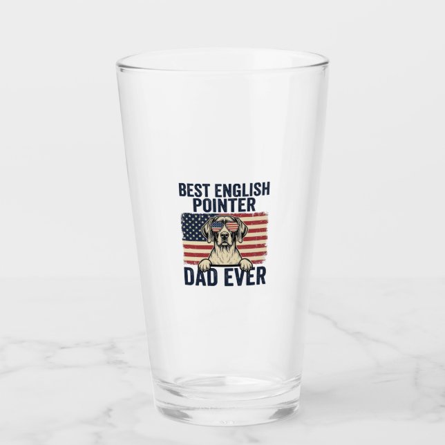 Copo De Pint Melhor Pai Pointer Inglês Patriótico de Sempre Cac (Frente)