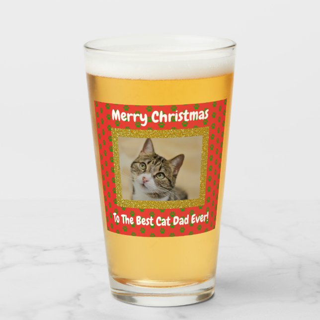 Copo De Pint Melhor pinta de cerveja de Pai de gato de Natal (Frente (Preenchido))