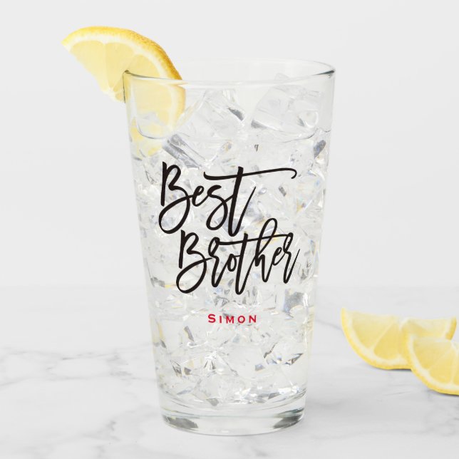 Copo De Pint Melhor Presente de Nome Vermelho de Script Preto N (Gelo frontal)